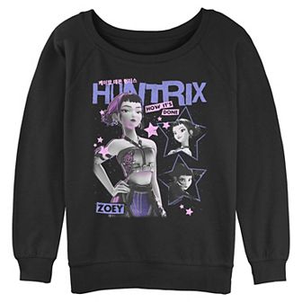 Juniors' K Pop Demon Hunters Zoey Graphic Long Sleeve Slouchy Terry Pullover