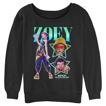 Juniors' Demon Hunters Zoey Graphic Long Sleeve Slouchy Terry Top