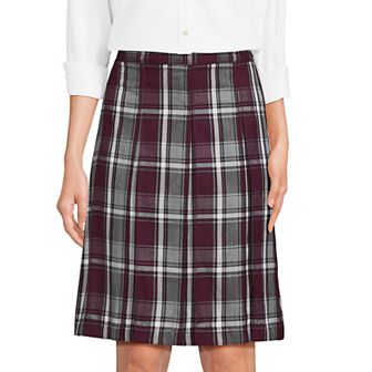 Women's Lands' End Plaid Box Pleat Skirt