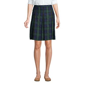 Women's Lands' End Plaid Box Pleat Skirt