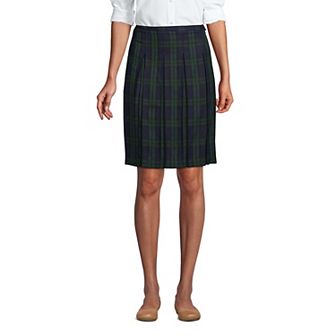 Women's Lands' End Plaid Box Pleat Skirt