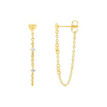 PRIMROSE Heart Cubic Zirconia Front to Back Earrings