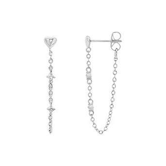 PRIMROSE Heart Cubic Zirconia Front to Back Earrings