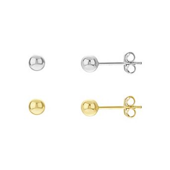 Primrose Polished Ball Stud Nickel Free Earrings Duo