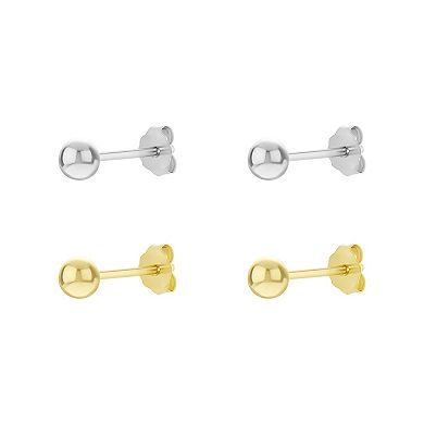 Primrose Polished Ball Stud Nickel Free Earrings Duo