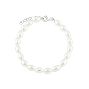 PRIMROSE Silver Plated Simulated Pearl & Cubic Zirconia Accent Bracelet