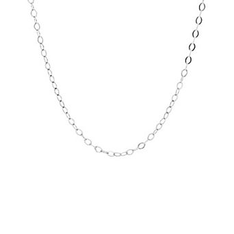 PRIMROSE Silver Plated Cubic Zirconia Flat Oval Link Chain Necklace