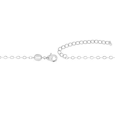 PRIMROSE Silver Plated Cubic Zirconia Flat Oval Link Chain Necklace