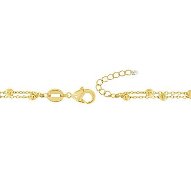 PRIMROSE Cubic Zirconia Double Layer Beaded Cable Chain Bracelet