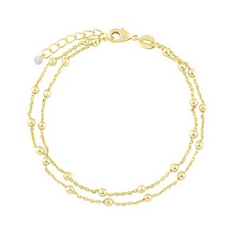 PRIMROSE Cubic Zirconia Double Layer Beaded Cable Chain Bracelet