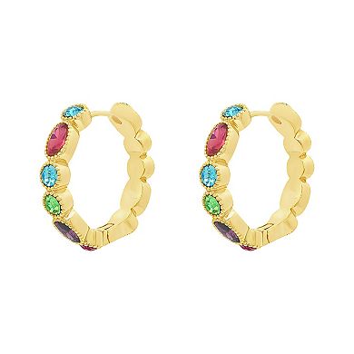 Primrose Gold-Plated Multi-Gemstone Hoop Earrings