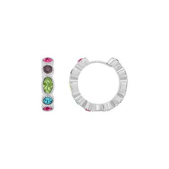 PRIMROSE Multi Color Crystal Hoop Earrings