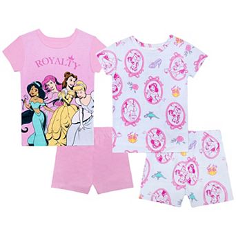 Girls 4-10 Disney Princesses "Royalty" 4 pc Short Sleeve Pajama Tops & Pajama Shorts Set