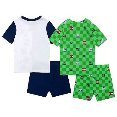 Boys 6-12 Minecraft "Checked Craft" 4-Piece Pajama Top & Pajama Shorts Set
