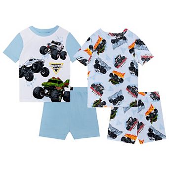 Boys 4-10 Monster Jam “Summer Jam” 4 pc Pajama Top & Pajama Shorts Set
