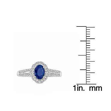Gemminded Rhodium Over 10k Gold 1/4 Carat T.W. Diamond & Sapphire Ring