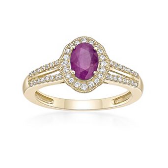 Gemminded 10k Gold 1/4 Carat T.W. Diamond & Ruby Ring