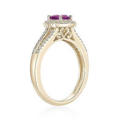 Gemminded 10k Gold 1/4 Carat T.W. Diamond & Ruby Ring