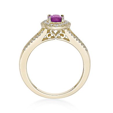 Gemminded 10k Gold 1/4 Carat T.W. Diamond & Ruby Ring