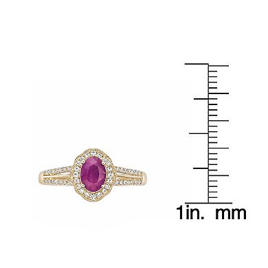 Gemminded 10k Gold 1/4 Carat T.W. Diamond & Ruby Ring