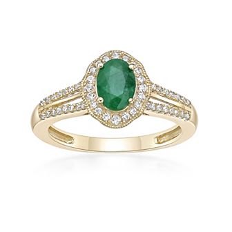 Gemminded 10k Gold Emerald & Diamond 1/4 Carat T.W. Ring