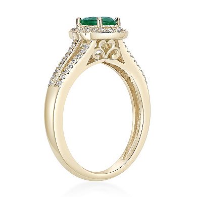 Gemminded 10k Gold Emerald & Diamond 1/4 Carat T.W. Ring