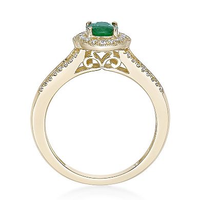 Gemminded 10k Gold Emerald & Diamond 1/4 Carat T.W. Ring