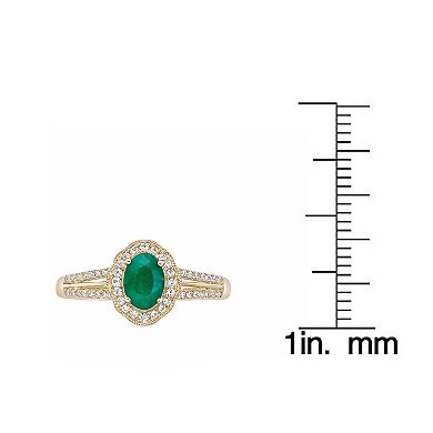 Gemminded 10k Gold Emerald & Diamond 1/4 Carat T.W. Ring