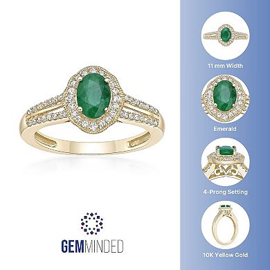 Gemminded 10k Gold Emerald & Diamond 1/4 Carat T.W. Ring