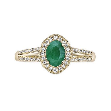 Gemminded 10k Gold Emerald & Diamond 1/4 Carat T.W. Ring