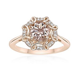 Gemminded 10k Rose Gold 1/10 Carat T.W. Diamond & Morganite Ring