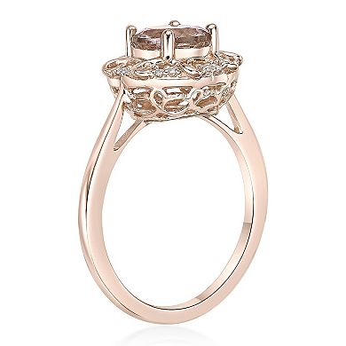 Gemminded 10k Rose Gold 1/10 Carat T.W. Diamond & Morganite Ring