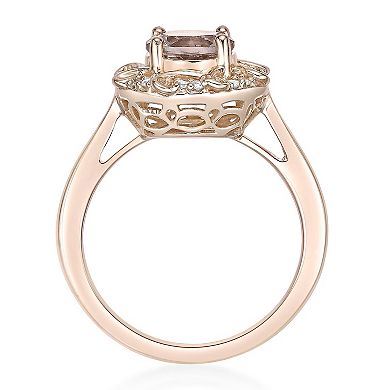 Gemminded 10k Rose Gold 1/10 Carat T.W. Diamond & Morganite Ring