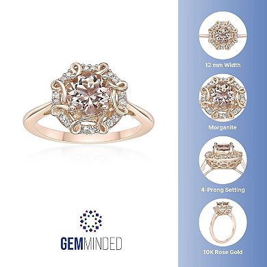 Gemminded 10k Rose Gold 1/10 Carat T.W. Diamond & Morganite Ring
