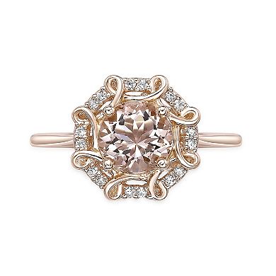 Gemminded 10k Rose Gold 1/10 Carat T.W. Diamond & Morganite Ring
