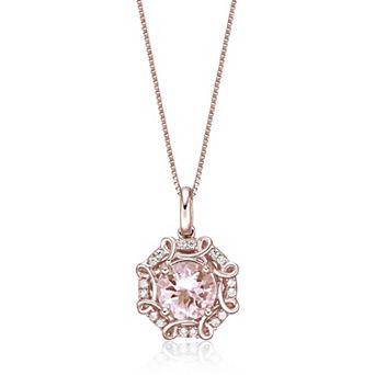 Gemminded 10k Rose Gold 1/10 Carat T.W. Diamond & Morganite Pendant Necklace