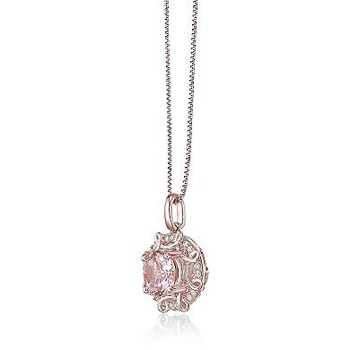 Gemminded 10k Rose Gold 1/10 Carat T.W. Diamond & Morganite Pendant Necklace