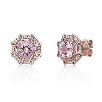 Gemminded 10k Rose Gold 1/8 Carat T.W. Diamond & Morganite Stud Earrings