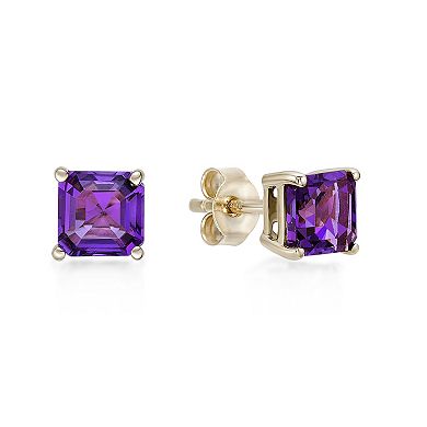 Gemminded 10k Gold Amethyst Stud Earrings