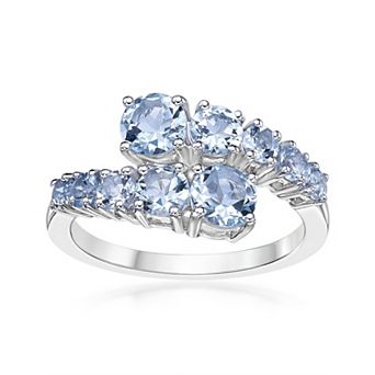Gemminded Rhodium Over 10k Gold Aquamarine Ring