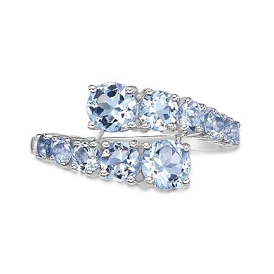 Gemminded Rhodium Over 10k Gold Aquamarine Ring
