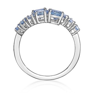 Gemminded Rhodium Over 10k Gold Aquamarine Ring