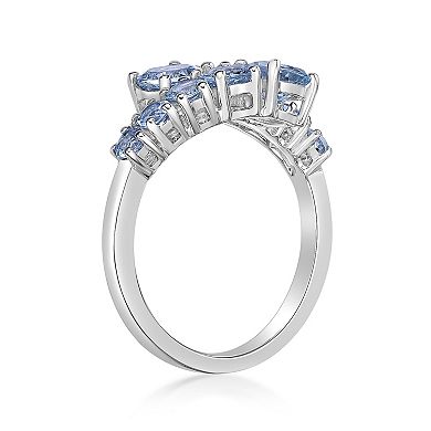 Gemminded Rhodium Over 10k Gold Aquamarine Ring
