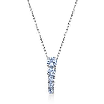 Gemminded Rhodium Over 10k Gold Aquamarine Pendant Necklace