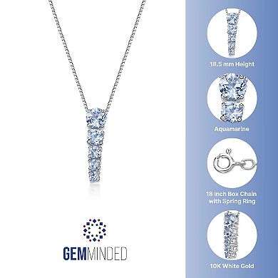 Gemminded Rhodium Over 10k Gold Aquamarine Pendant Necklace