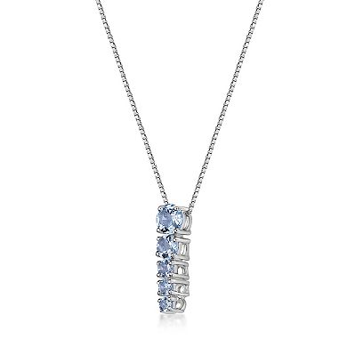 Gemminded Rhodium Over 10k Gold Aquamarine Pendant Necklace