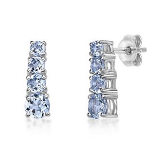 Gemminded Rhodium Over 10k Gold Aquamarine Earrings