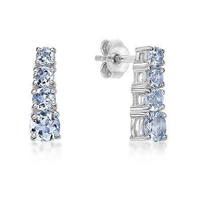 Gemminded Rhodium Over 10k Gold Aquamarine Earrings