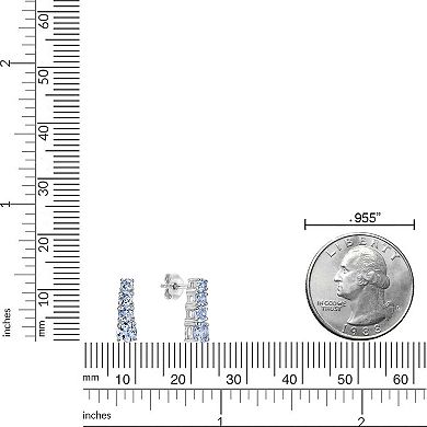 Gemminded Rhodium Over 10k Gold Aquamarine Earrings