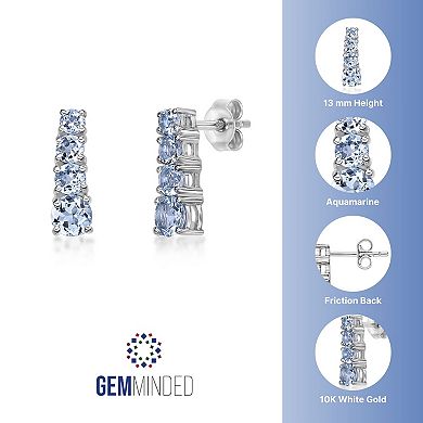 Gemminded Rhodium Over 10k Gold Aquamarine Earrings